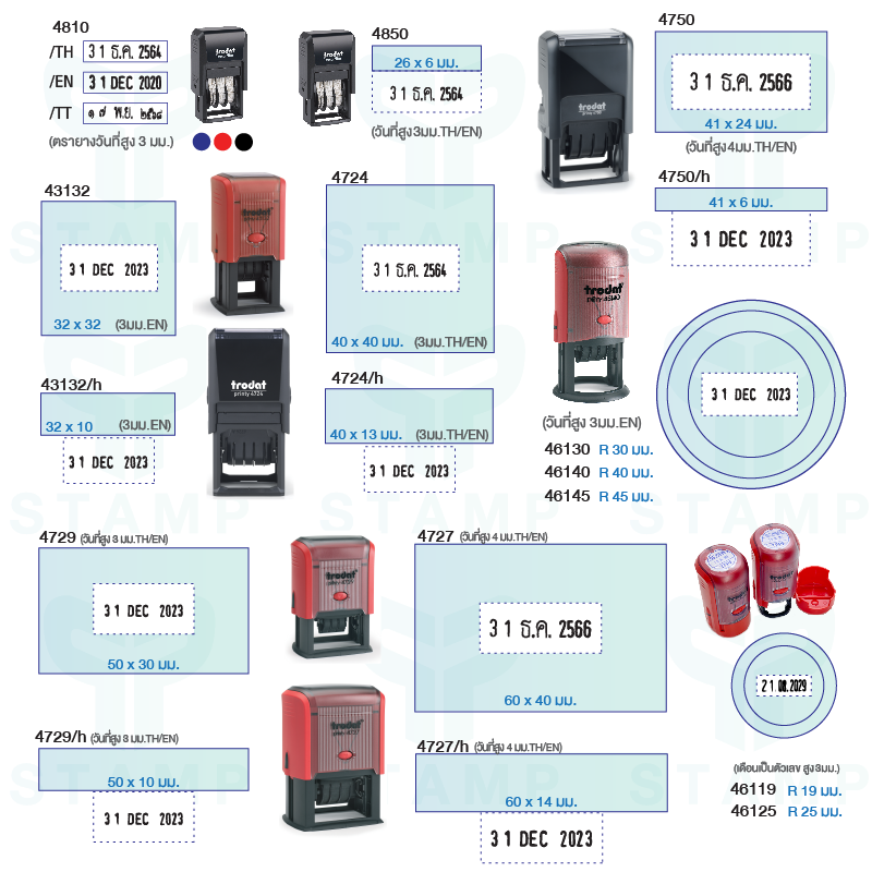 ราคาตรายางวันที่ หมึกในตัว